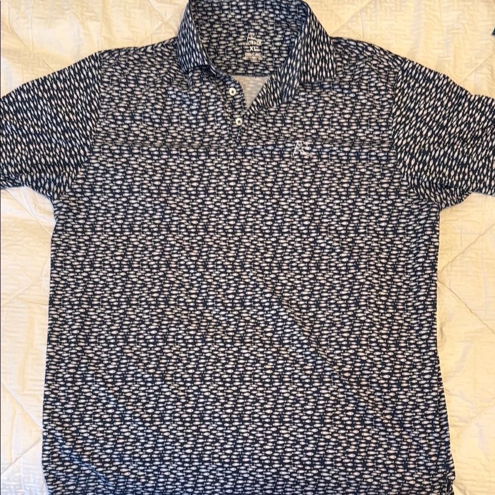 Rhoback Men's Blue Patterned Polo Shirt